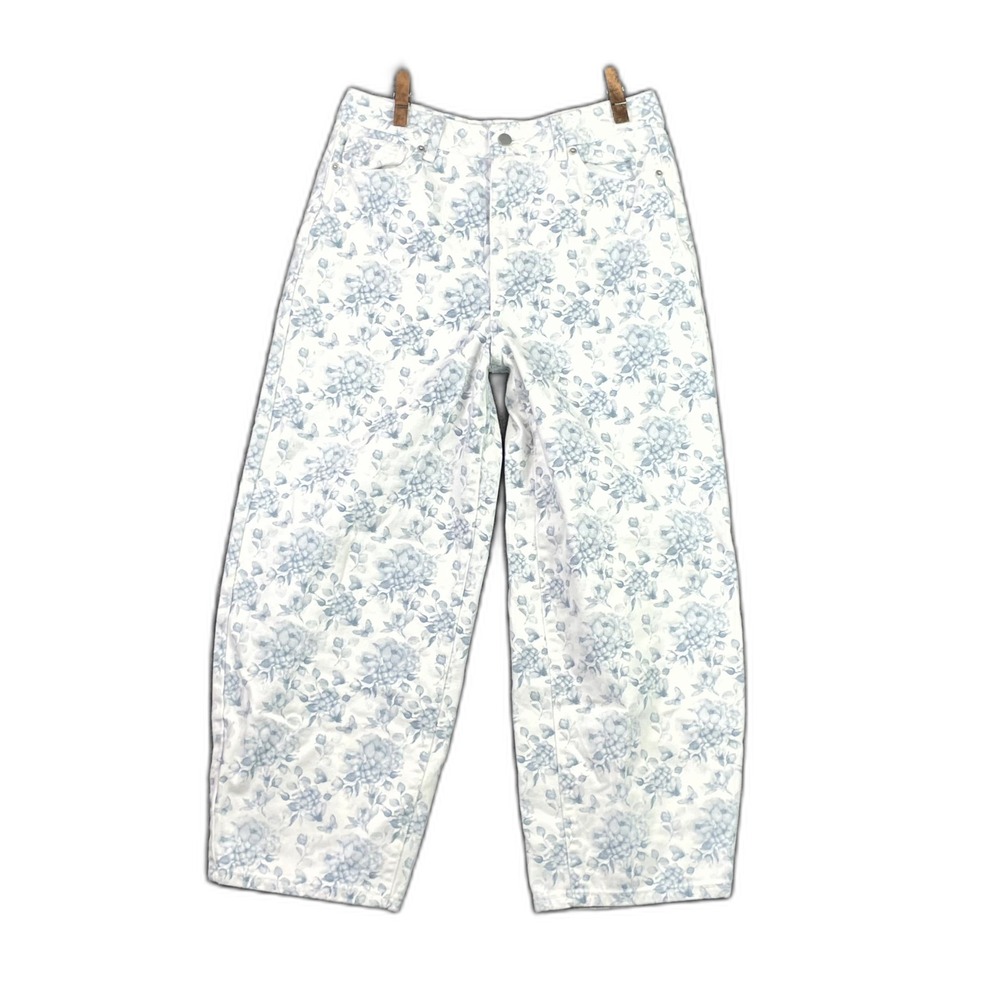 Pink Lily Katie Floral Barrel Jeans Womens 30 Denim Cotton Zip Fly Streetwear